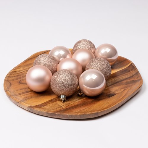 Decoris kerstbal kunststof Blush pink D 6 cm 10 stuks - afbeelding 4