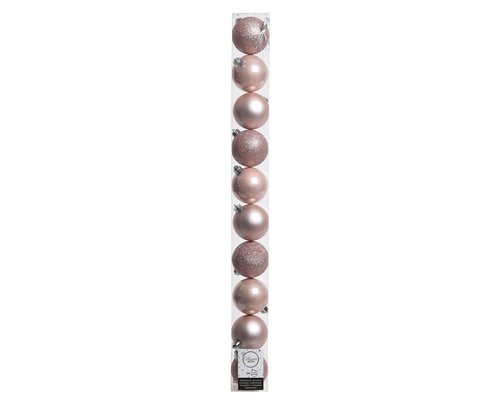 Decoris kerstbal kunststof Blush pink D 6 cm 10 stuks - afbeelding 1