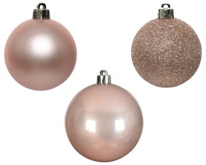 Decoris kerstbal kunststof Blush pink D 6 cm 10 stuks - afbeelding 2