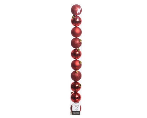 Decoris kerstbal kunststof Christmas red D 6 cm 10 stuks - afbeelding 1