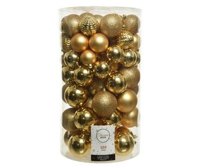 Decoris kunststof kerstballen lichtgoud - D 6 cm - afbeelding 1