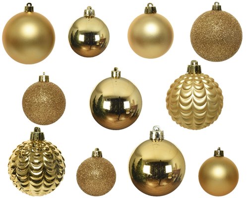 Decoris kunststof kerstballen lichtgoud - D 6 cm - afbeelding 2