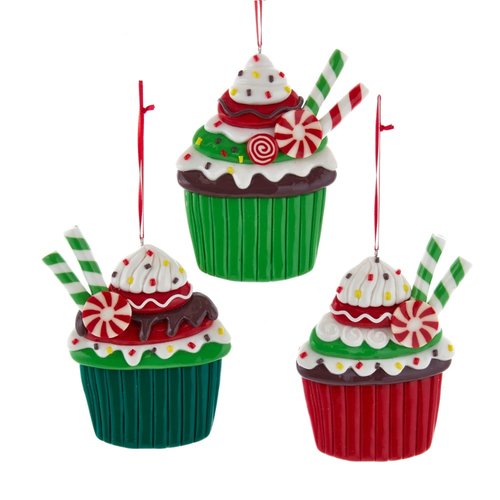 Kurt S. Adler Ornament Claydough cupcake rood groen