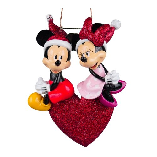 Kurt S. Adler Ornament Disney Mickey Mouse en Minnie Mouse op hart