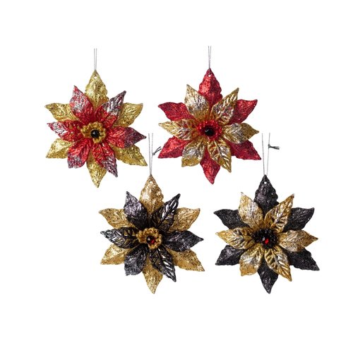 Kurt S. Adler Ornament  POINSETTIA 4 stuks