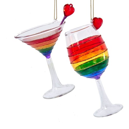 Kurt S. Adler Ornament Pride kleuren glazen martini