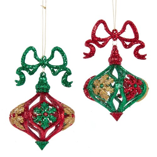 Kurt S. Adler Ornament Rood/groen/goud glitter