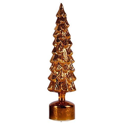 LED draaiende kerstboom brons - D 10  H 36,5 cm - afbeelding 1