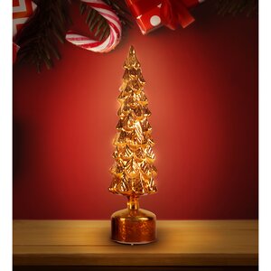 LED draaiende kerstboom brons - D 10  H 36,5 cm - afbeelding 2