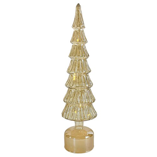 LED draaiende kerstboom goud - D 10,5 x H 41 cm - afbeelding 1