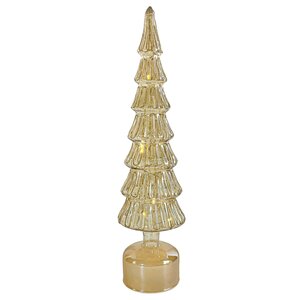 LED draaiende kerstboom goud - D 10,5 x H 41 cm - afbeelding 1