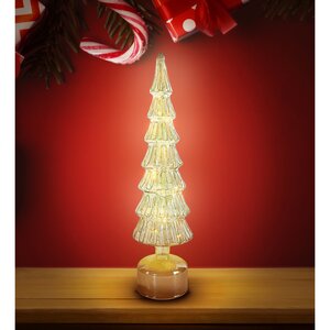 LED draaiende kerstboom goud - D 10,5 x H 41 cm - afbeelding 2