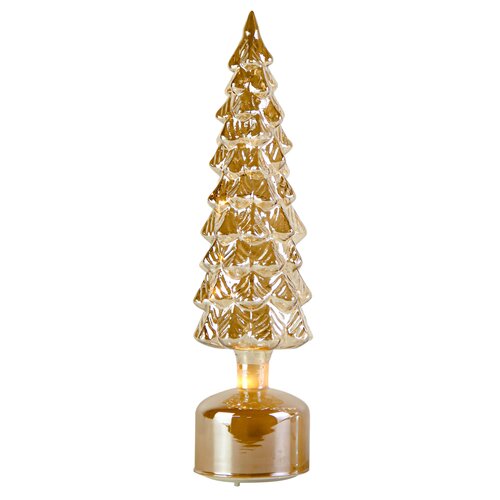 LED draaiende kerstboom goud - D 10 x H 36,5 cm - afbeelding 1