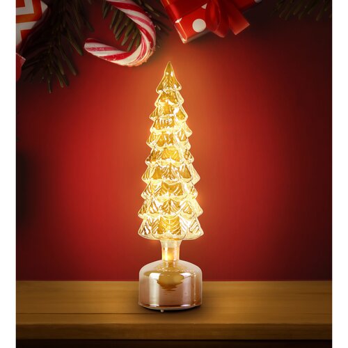 LED draaiende kerstboom goud - D 10 x H 36,5 cm - afbeelding 2