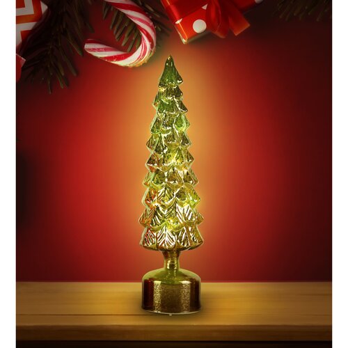 LED draaiende kerstboom groen - D 10  H 36,5 cm - afbeelding 2