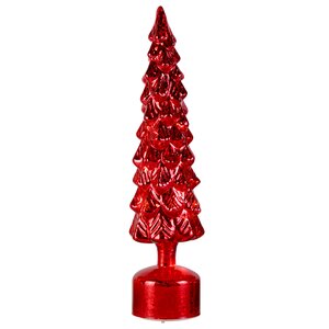 LED draaiende kerstboom rood - D 10  H 36,5 cm - afbeelding 1