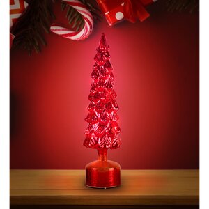 LED draaiende kerstboom rood - D 10  H 36,5 cm - afbeelding 2