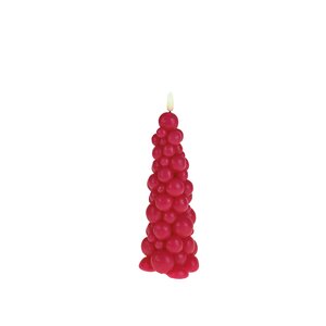 LED kaars bubble kerstboom D 8 x H 23 cm, magenta, timer, 1xCR2032 - afbeelding 1