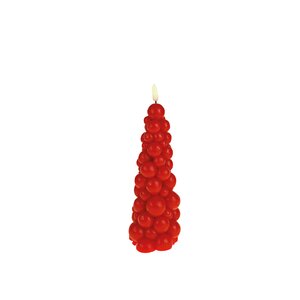 LED kaars bubble kerstboom D 8 x H 23 cm, rood, timer, 1xCR2032 - afbeelding 1