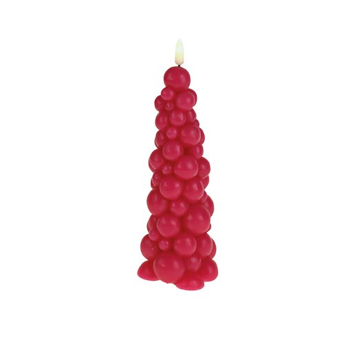 LED kaars bubble kerstboom D 9,5 x H 29 cm magenta, timer, 2xAAA - afbeelding 1