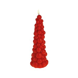 LED kaars bubble kerstboom D 9,5 x H 29 cm rood, timer, 2xAAA - afbeelding 1