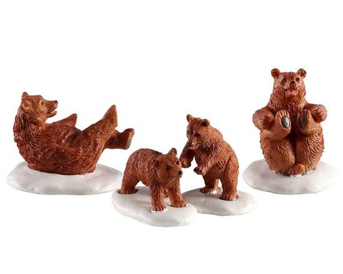 Lemax Bear family snow day, set of 4