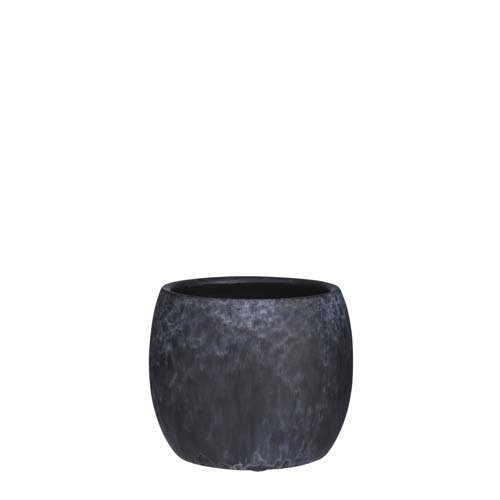 Lester pot rond zwart stone - h14xd16cm