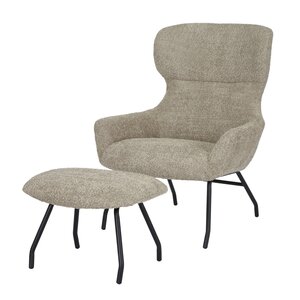 Loungestoel Pablo met voetbankje bouclé liver