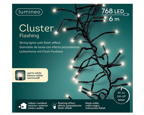 Lumineo LED Cluster Flash lights 768L Warm wit - 600 cm - afbeelding 1