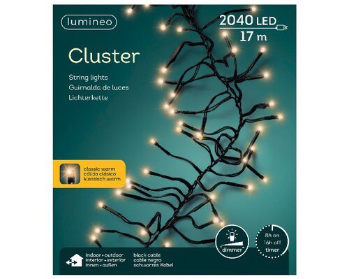 Lumineo LED cluster klassiek warm/zwart 2040 L - 1900 cm - afbeelding 3