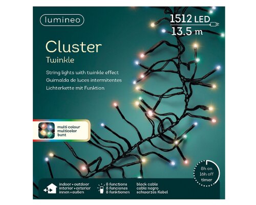 Lumineo LED cluster Twinkle multi/zwart 1512 L - 1400 cm - afbeelding 4