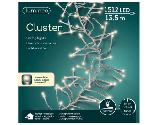 Lumineo LED cluster warm wit/transparant 1512 L - 1400 cm - afbeelding 4