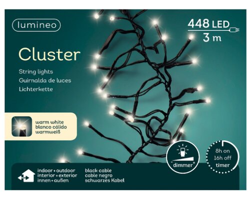 Lumineo LED cluster warm wit/zwart 448 L - 420 cm - afbeelding 4