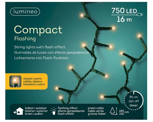 Lumineo Compact light flash LED 'klassiek warm' groen 750 L - 1600 cm - afbeelding 1