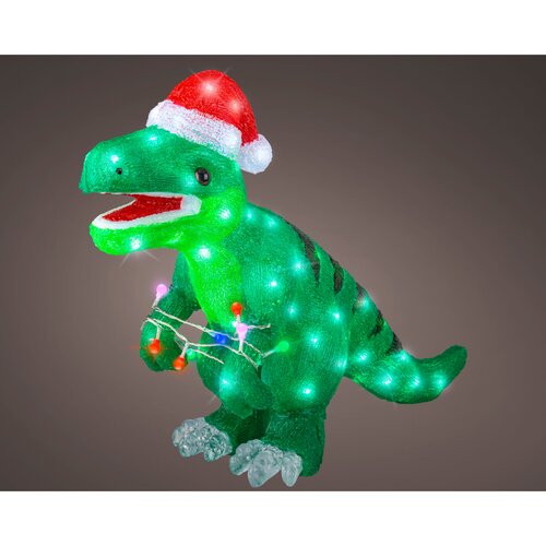 Lumineo LED kerstfiguur acryl dino groen/koel wit - L 61 x B 25 x H 47 cm