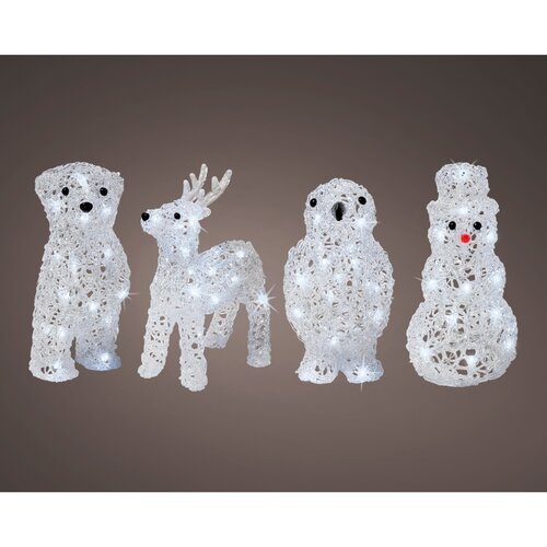 Lumineo LED kerstfiguur acryl div. dieren assortie/koel wit - L 12 x B 17 x H 23 cm