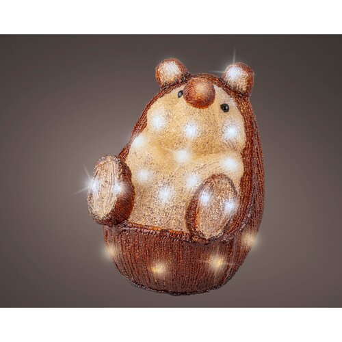 Lumineo LED kerstfiguur acryl egel bruin/koel wit - L 23,5 x B 19 x H 24 cm