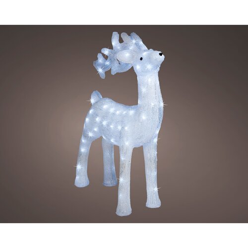 Lumineo LED kerstfiguur acryl hert wit/koel wit - L 23 x B 52 x H 73 cm