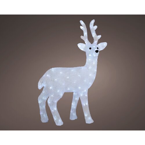 Lumineo LED kerstfiguur acryl hert wit/koel wit - L 32 x B 57 x H 77 cm