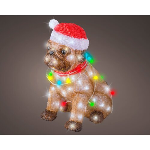 Lumineo LED kerstfiguur acryl hond bruin/koel wit - L 34 x B 24 x H 42 cm