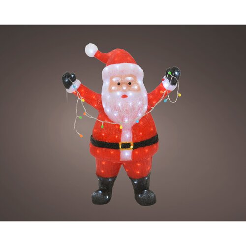 Lumineo LED kerstfiguur acryl kerstman rood/koel wit - L 34 x B 63 x H 88 cm