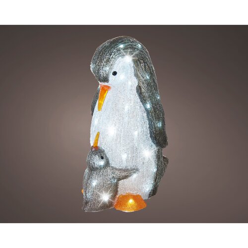 Lumineo LED kerstfiguur acryl pinguïn assortie/koel wit - L 31 x B 25 x H 47 cm