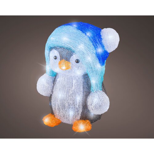 Lumineo LED kerstfiguur acryl pinguïn blue/cool white - L 24,5 x B 27 x H 33 cm