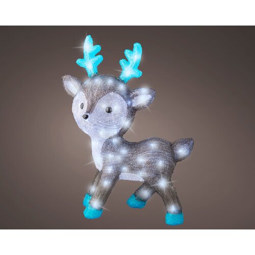 Lumineo LED kerstfiguur acryl rendier grey/cool white - L 23 x B 42,5 x H 54,8 cm