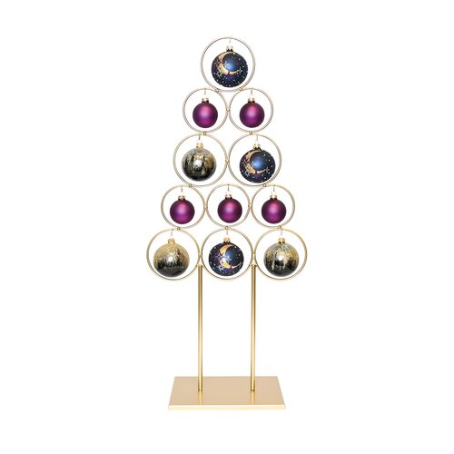 Metalen kerstboom ringen B 36 x H 80 cm gold