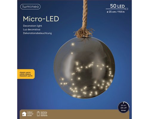 Micro LED Bal Smokey grey BO Binnen - Ø 25 x H 80 cm - afbeelding 4