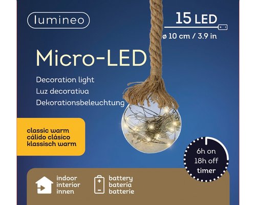 Micro LED Bal touw BO Takjes / Klassiek warm - 15 L - afbeelding 4