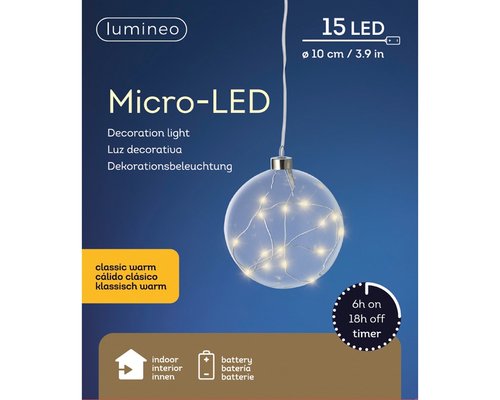 Micro LED Bal touw BO Transparant / Klassiek warm - 15 L - afbeelding 3