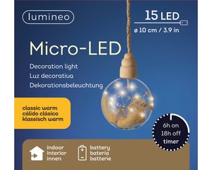 Micro LED Bal Transparant droogbloem BO Binnen - Ø 10 x H 80 cm - afbeelding 3