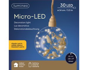 Micro LED Bal Transparant droogbloem BO Binnen - Ø 14 x H 80 cm - afbeelding 4